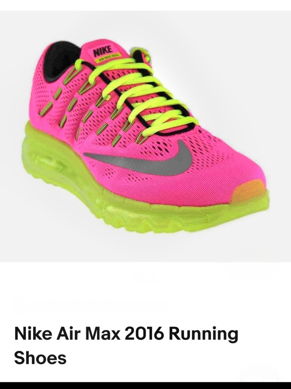 Nike Women's Hot Pink and Neon Yellow Air Max Running Shoes
